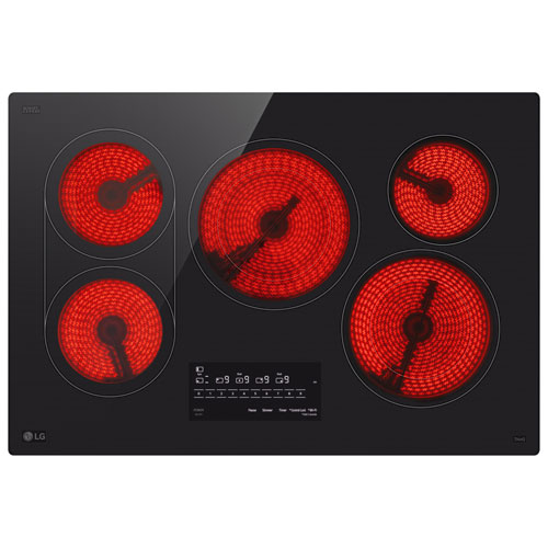 Surface de cuisson électrique de 30 po à 5 éléments ThinQ de LG - Céramique noire