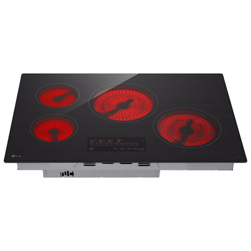 Surface de cuisson électrique de 30 po à 4 éléments ThinQ de LG - Céramique noire