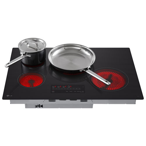 Surface de cuisson électrique de 30 po à 4 éléments ThinQ de LG - Céramique noire