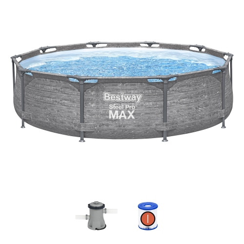 BESTWAY  Steel Pro Max 10' X 30" Above Ground Outdoor Swimming Pool Set In Gray