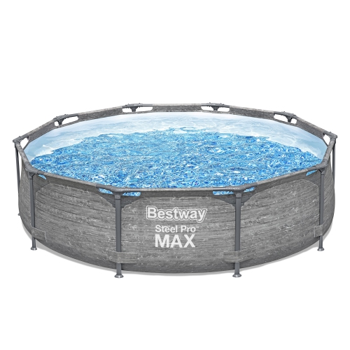 Bestway Steel Pro MAX 10' x 30" Above Ground Outdoor Swimming Pool Set, Gray