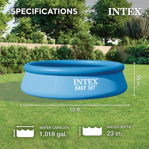 Intex Easy Set 10 Foot x 30 Inch Above Ground Inflatable Round Swimming Pool