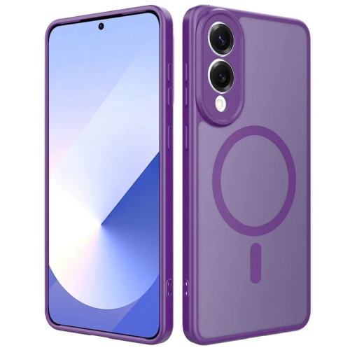 [CS] Matte Silicone Hybrid Magnetic MagSafe Case Cover for Samsung Galaxy S25 Edge, Dark Purple