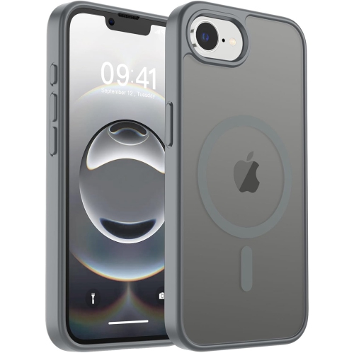 [CS] Matte Silicone Hybrid Magnetic MagSafe Case Cover for iPhone 16e, Grey