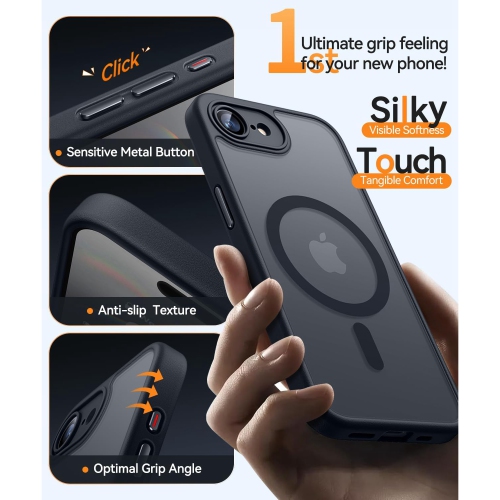 [CS] Matte Silicone Hybrid Magnetic MagSafe Case Cover for iPhone 16e, Grey