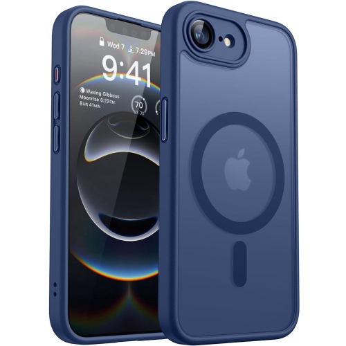 [CS] Étui magnétique en silicone mat avec MagSafe pour iPhone 16e, bleu marine