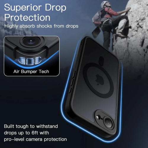 [CS] Étui magnétique en silicone mat avec MagSafe pour iPhone 16e, bleu marine