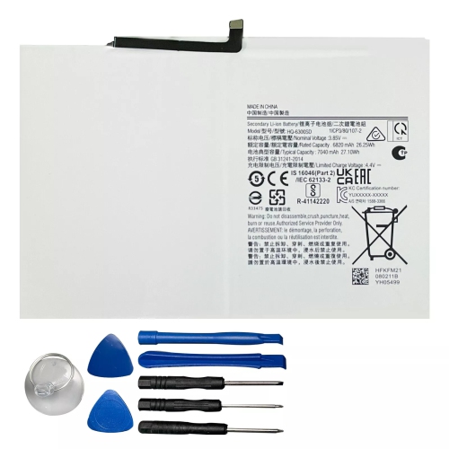 Batterie de rechange et outils de réparation Compatible pour Samsung Galaxy Tab A8 10 5&nbsp;po, HQ-6300SH / HQ-6300SD