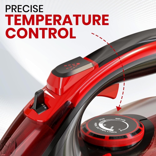 Utopia Home Steam Iron for Clothes - 1800W, Non-Stick Soleplate, Adjustable Thermostat, Auto-Off, Self-Clean, 8 Feet Cord, Red/Black