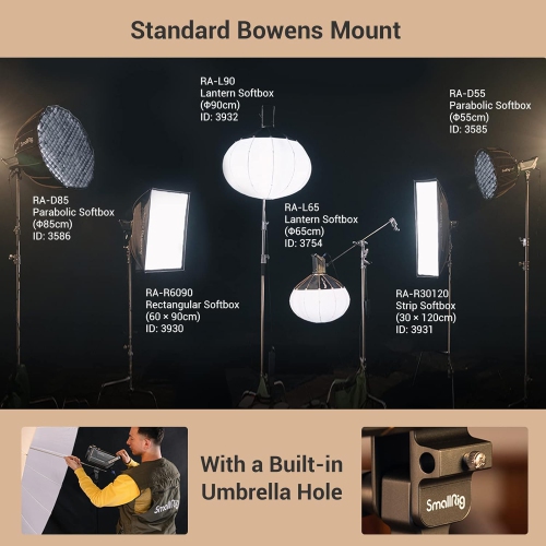 Boîte ouverte - Lampe vidéo bicolore LED 220 W 220 B de SmallRig 2700K à 6500K 84500 lux à 3.3 pi; Éclairage continu - 3473