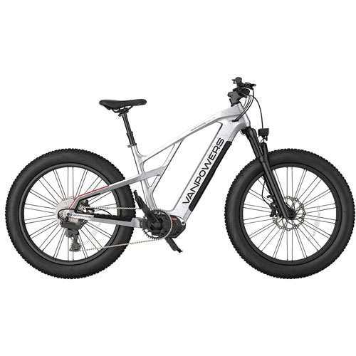 Vanpowers Grand Teton Ultra Step-Through Fat-Tire Electric City Bike (500W Motor/149km Range/32km/h Top Speed)-Silver