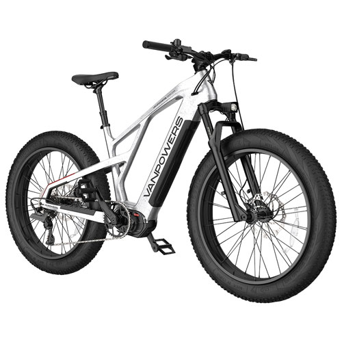 Vanpowers Grand Teton Ultra Step-Through Fat-Tire Electric City Bike (500W Motor/149km Range/32km/h Top Speed)-Silver