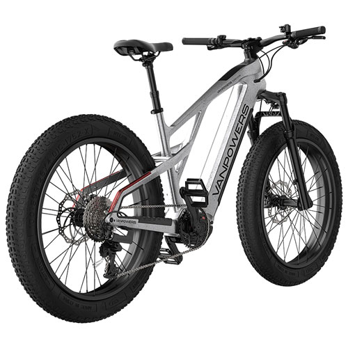 Vanpowers Grand Teton Ultra Step-Through Fat-Tire Electric City Bike (500W Motor/149km Range/32km/h Top Speed)-Silver