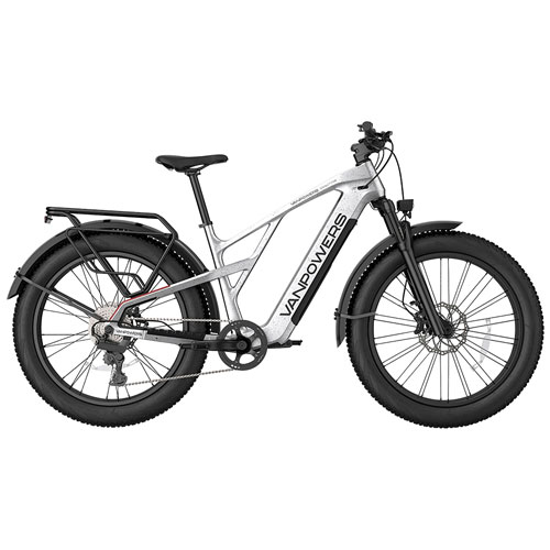 Vanpowers Grand Teton Pro Step-Through Fat-Tire Electric City Bike (750W Motor/149km Range/32km/h Top Speed)-Silver