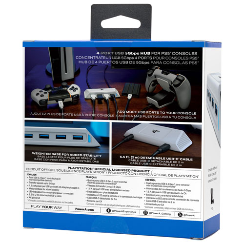 Concentrateur à 4 ports USB 5 Gb/s de PowerA pour PlayStation 5
