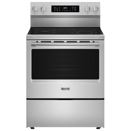 Cuisinière électrique autonome à surface lisse 5,3 pi³ 30 po de Maytag - Acier inoxydable résistant aux traces de doigts