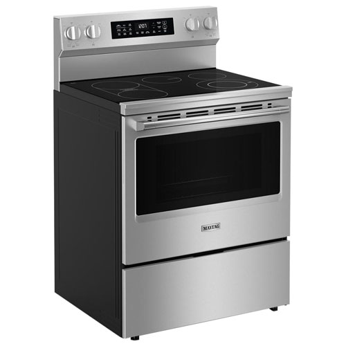 Cuisinière électrique autonome à surface lisse 5,3 pi³ 30 po de Maytag - Acier inoxydable résistant aux traces de doigts