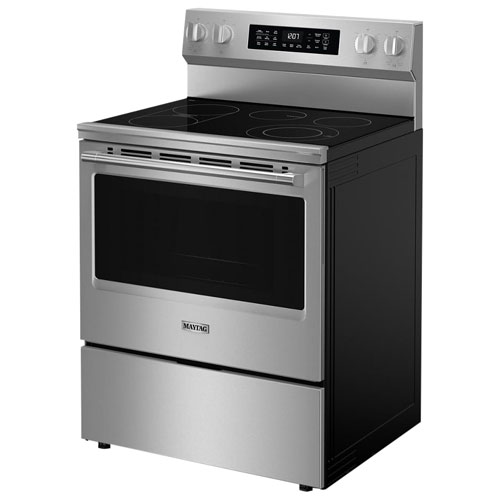 Cuisinière électrique autonome à surface lisse 5,3 pi³ 30 po de Maytag - Acier inoxydable résistant aux traces de doigts