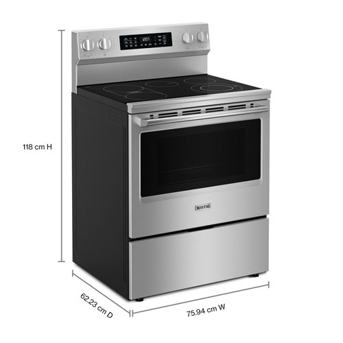 Cuisinière électrique autonome à surface lisse 5,3 pi³ 30 po de Maytag - Acier inoxydable résistant aux traces de doigts