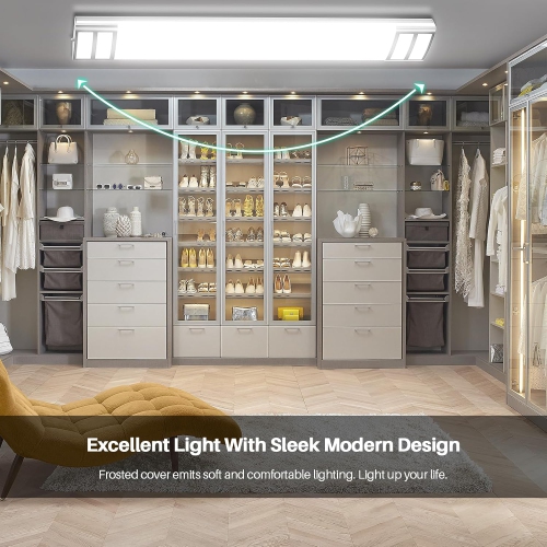 4FT LED Light Fixture, 40W, 4500LM, 4000K Neutral White, 48 Inch LED Linear Flush Mount Lights, 4 Foot Kitchen Ceiling Light for Craft Room, Laundry