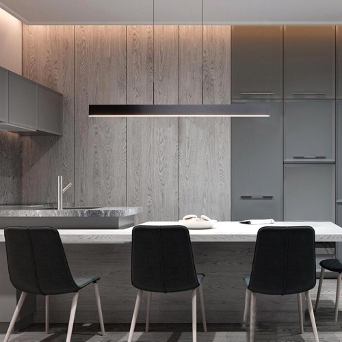 Linear LED – Luminaire suspendu noir, luminaires de salle à manger à intensité réglable 31 W, plafonniers modernes pour îlot de cuisine, lustre