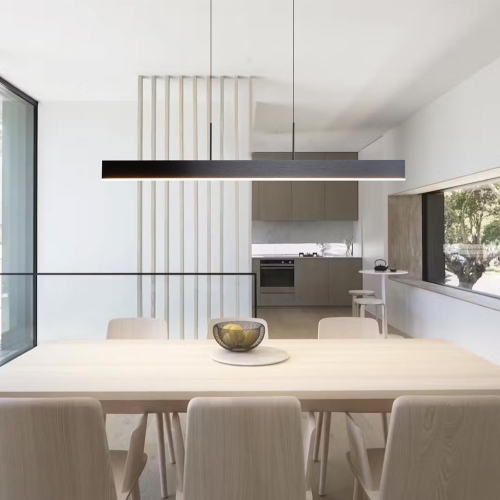 Linear LED – Luminaire suspendu noir, luminaires de salle à manger à intensité réglable 31 W, plafonniers modernes pour îlot de cuisine, lustre