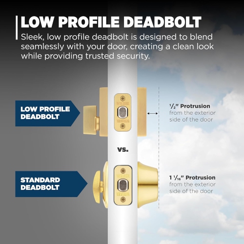 Weiser San Clemente Satin Brass Front Door Lock and Handle Set, Deadbolt Lock and Handleset with Halifax Interior Door Handle