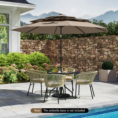 Gymax 10 FT Solar Patio Umbrella w/ 32 LED Lights 3-Tier Vented Top Tilt Adjustment