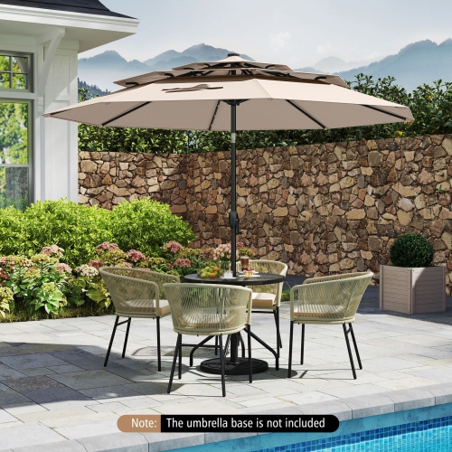 Gymax 10 FT Solar Patio Umbrella w/ 32 LED Lights 3-Tier Vented Top Tilt Adjustment