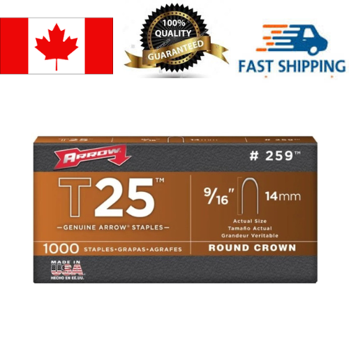 Arrow T25 – Agrafes 14&nbsp;mm 9/16, no 259,1000 par paquet