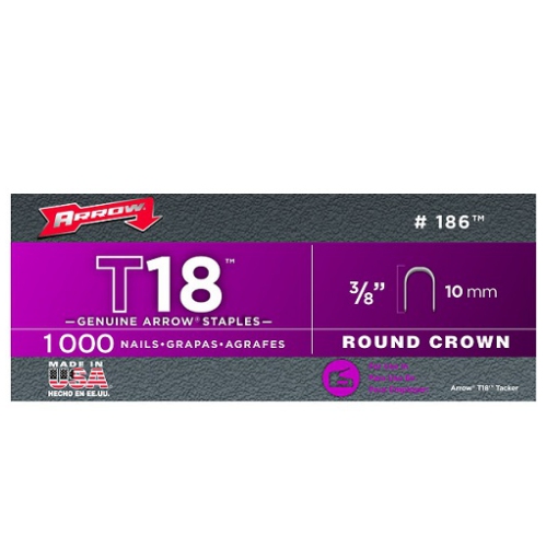 Arrow T18 #186 3/8 10mm Staples,1000 Per Pack