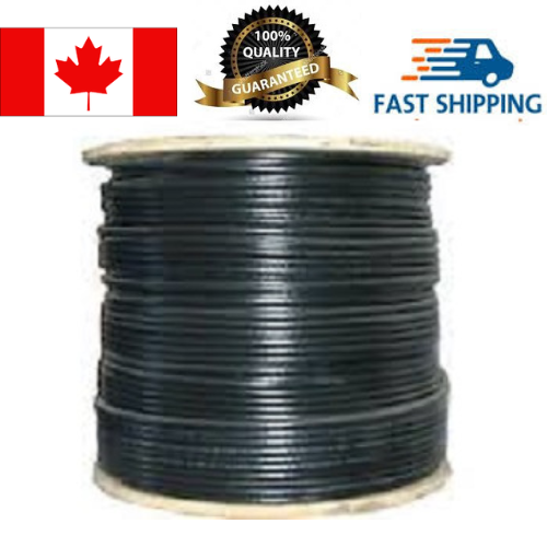 Commscope 75 Ohm Coaxial Drop Cable, Series 6, black PVC jacket with messenger, Communications cable