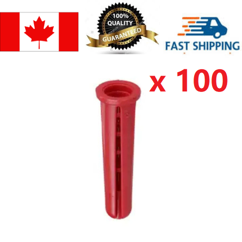 Fastenal 10-12 x 1 Conical Plastic Anchor 1/4 Drill Size,red,100pcs