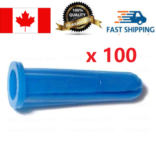10-12 x 1 Conical Plastic Anchor 1/4 Drill Size,100 pcs,blue