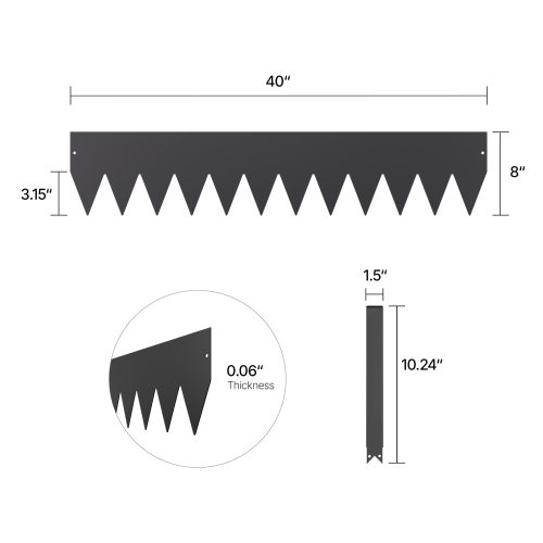 VEVOR 6 Packs Steel Landscape Edging, 40 x 8 in Rust-Resistant Metal Landscape Edging, Bendable Garden Edging Border, Heavy Duty Lawn Edging,