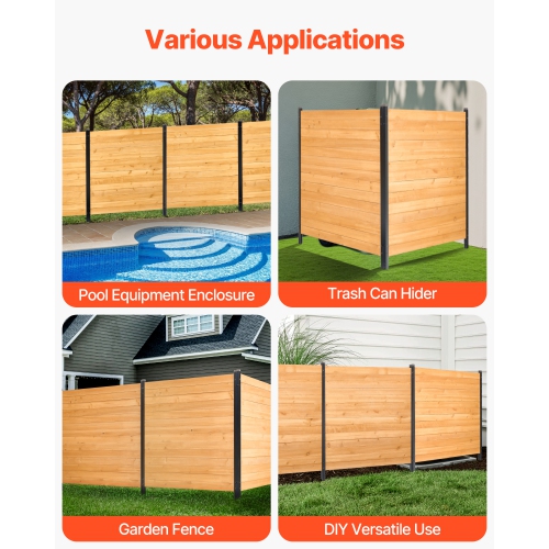 VEVOR 38" W x 42" L Wood Privacy Fence, 2 Panel Solid Air Conditioner Fence Screen, Pool Equipment Enclosure with Metal Stakes, Easy DIY