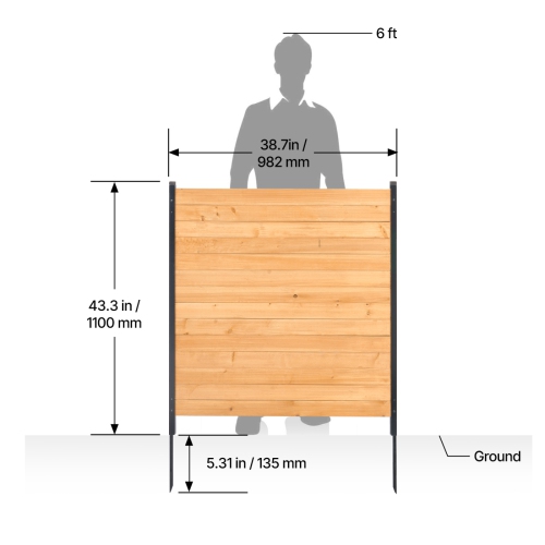 VEVOR 38" W x 42" L Wood Privacy Fence, 2 Panel Solid Air Conditioner Fence Screen, Pool Equipment Enclosure with Metal Stakes, Easy DIY