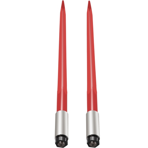VEVOR 39" Pair Hay Spear, Bale Spear 3000 lbs Capacity, Bale Spike Quick Attach Square Hay Bale Spears 1 3/4", Red Coated Bale Forks, Bale Hay Spike