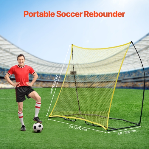 VEVOR 7x7FT Soccer Rebounder, Portable Soccer Trainer, Iron & Polyester Soccer Practice Equipment, Sports Football Rebounder Wall with Portable Bag,