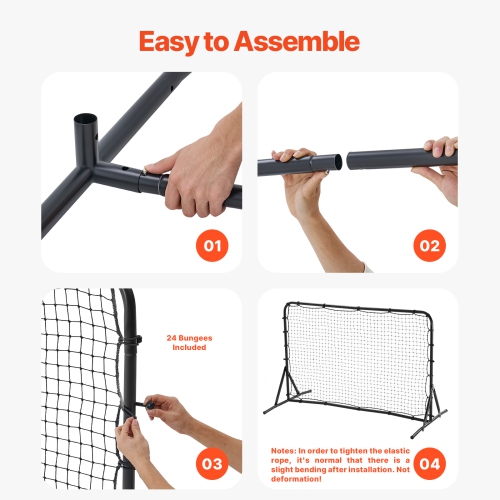 VEVOR 6x4FT Soccer Rebound Trainer, Iron Soccer Training Equipment, Sports Football Rebounder Wall, Double-Sided Rebounding Net, Easy Assembly,