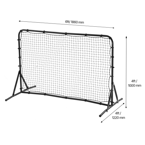 VEVOR 6x4FT Soccer Rebound Trainer, Iron Soccer Training Equipment, Sports Football Rebounder Wall, Double-Sided Rebounding Net, Easy Assembly,