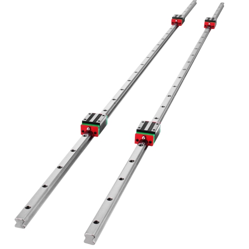 VEVOR  15-1500MM Linear Rail Hsr, 2PCs Linear Guideway Rail, 4X Square Type Carriage Bearing Blocks, Linear Rail Support for 15MM Slotted Bearings