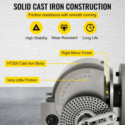 VEVOR BS-1 Dividing Head Dividing Head Set 6" 3-jaw Chuck Semi Universal Milling Set with 6" Chuck+Tailstock+Dividing Plates for Milling Grinding