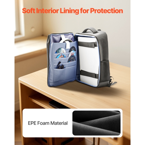 VEVOR PS5 Backpack, Dual Shoulder Travel Bag for Playstation 5 & PS5 Slim Waterproof Nylon, Soft Interior Lining & Padded Dividers for Extra