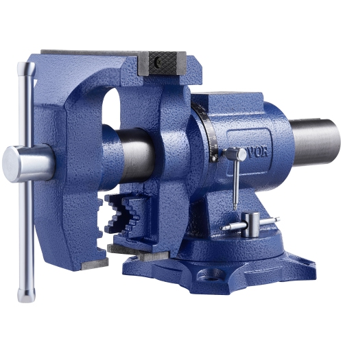 VEVOR Heavy Duty Bench Vise, 6-1/2" Jaw Width, 5" Max Jaw Opening Multi-Purpose Ductile Iron Bench Vise with Anvil, 360° Swivel Base Head, 3" Throat,