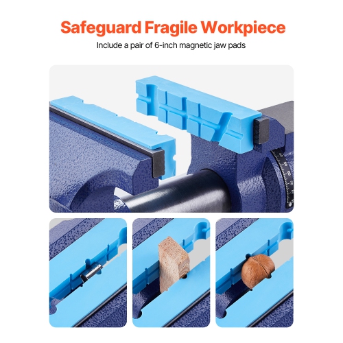 VEVOR Heavy Duty Bench Vise, 6-1/2" Jaw Width, 5" Max Jaw Opening Multi-Purpose Ductile Iron Bench Vise with Anvil, 360° Swivel Base Head, 3" Throat,