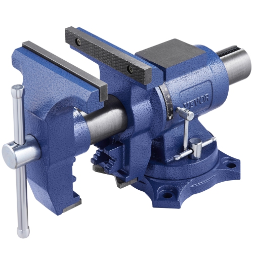 VEVOR Heavy Duty Bench Vise, 6-1/2" Jaw Width, 5" Max Jaw Opening Multi-Purpose Ductile Iron Bench Vise with Anvil, 360° Swivel Base Head, 3" Throat,