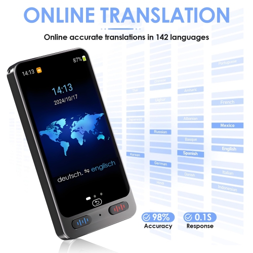 Traducteur de langage intelligent portatif, prend en charge la traduction en ligne dans 142 langues