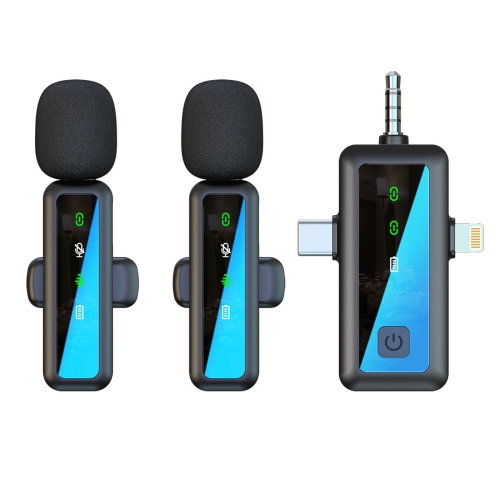 MYACUC  3-In-1 Wireless Lavalier Microphone for Iphone, Ipad, Android, Camera, Mini Microphone for Video Recording, Vlog, Youtube