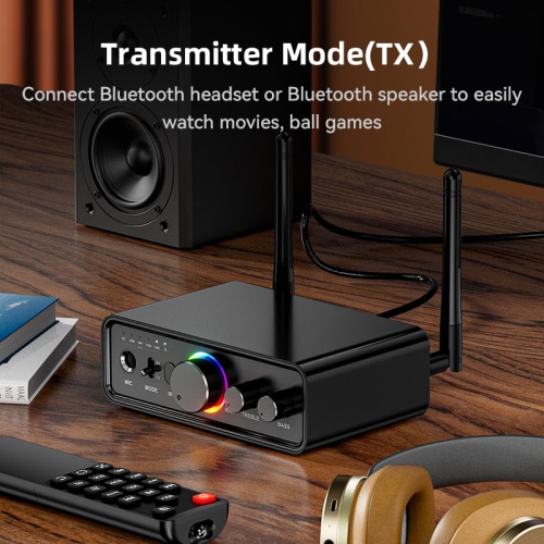 Bluetooth 5.3 Audio Receiver Transmitter, HiFi Wireless Low Latency Audio Adapter, Support USB, RCA, AUX, DAC, Coaxial, Optical Input/Output
